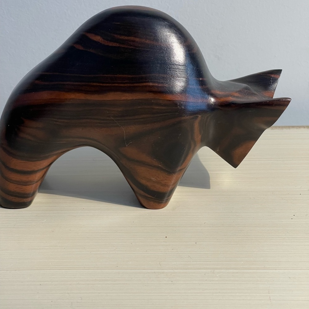 Vintage Hand Carved Kamagong Wooden Buffalo- Philippines